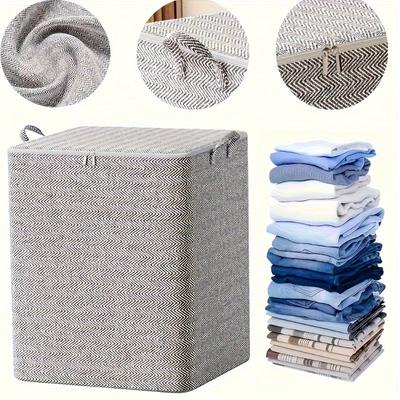 Oversized Foldable Zipper Storage Bag - Durable, Washable Textile Storage Box for Clothing, Quilts, Toys, and More
