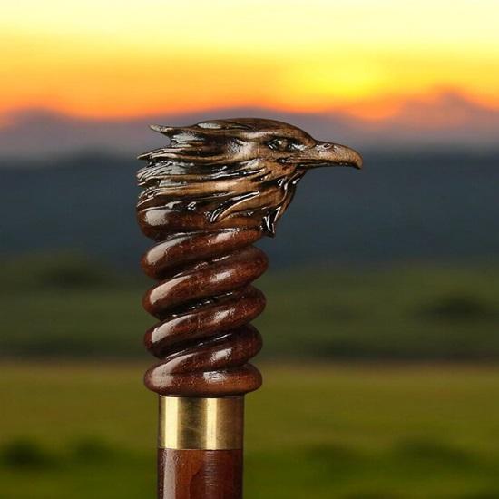 93,98 cm Adlerkopf Holzspazierstock Stock Einzigartiger Designer Wanderstock Handgefertigt für Stil Langlebigkeit