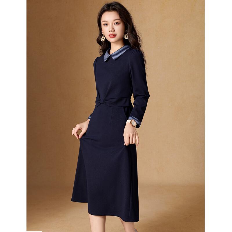 Women's Versatile Faux Two-Piece Plaid Lapel Dress