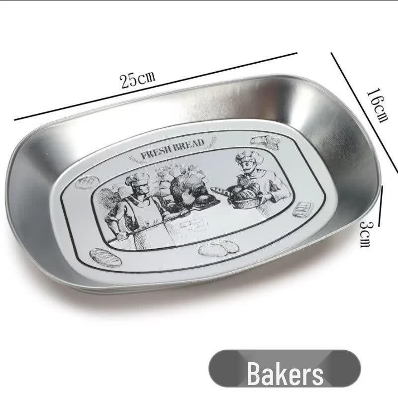 Retro Rectangular Tin Snack Trays - 10 Pack