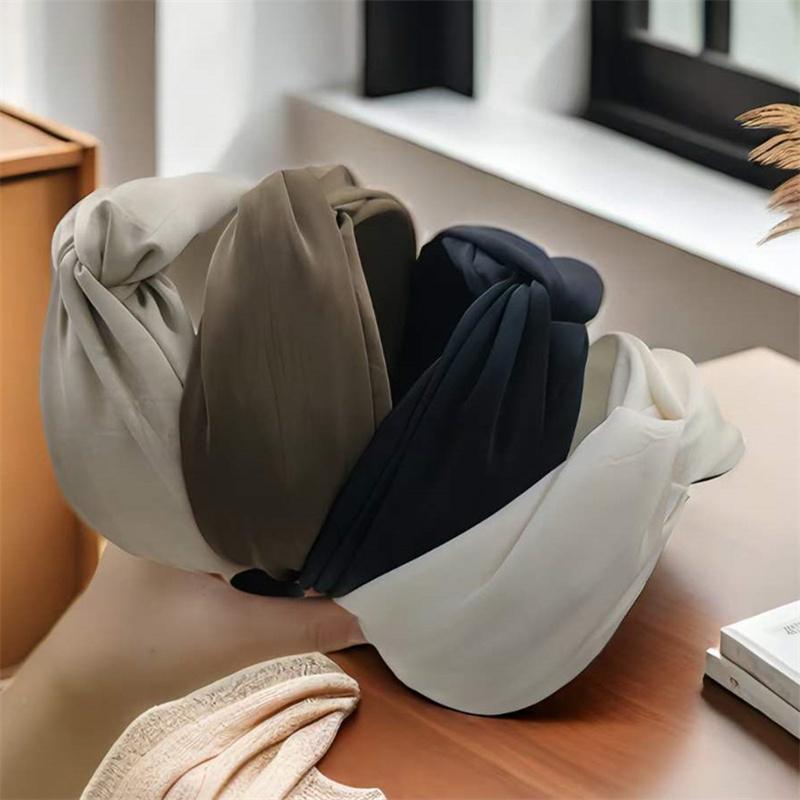 Women Wide Brimmed Embossing Crepe Satin Cloth Knot Hairbands Fashion Female Casual Shopping Hair Hoop Accessories