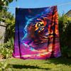 1pc Tiger Art Print Outdoor Blanket, Lightweight Polyester,