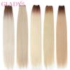 Gladys 200g Bone Straight Hair Bundles White Grey Bug Orange Synthetic Weave Hair Extensions 30 InchSew In Weft Full To End