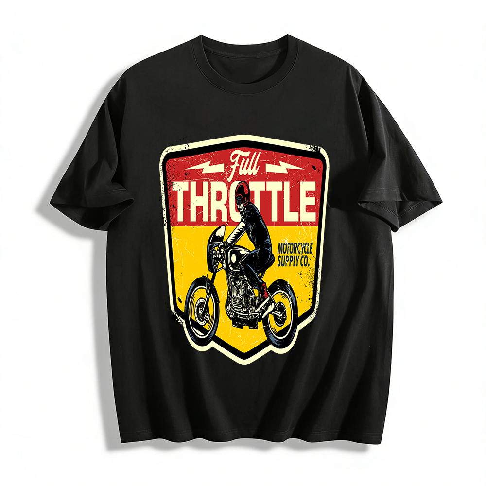 

Vintage Full Throttle Motorcycle Graphic Men s Casual Tee Pure cotton T-shirt XXS