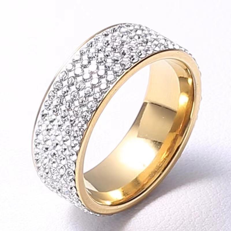 1шт подарок ювелирные изделия стальное кольцо Bling титановые аксессуары любовник помолвка пара 7 золотой