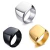 Men's Stainless Steel Square Ring – European & American Style, Engravable for Graduation - Model RC-294