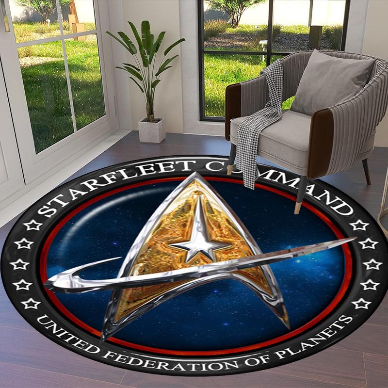 1pc Starfleet Command Emblem Round Carpet, Made of Polyester,Perfect for Decorating Office Chairs, Living Rooms, A Vibrant Decorative Rug