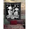 Onivein The Lovers Skull Tapestry Gothic Tapestry Vertical Black and White Skeleton Gothic Witch Sun Moon Floral Plant Snake Tapestries Wall Hanging