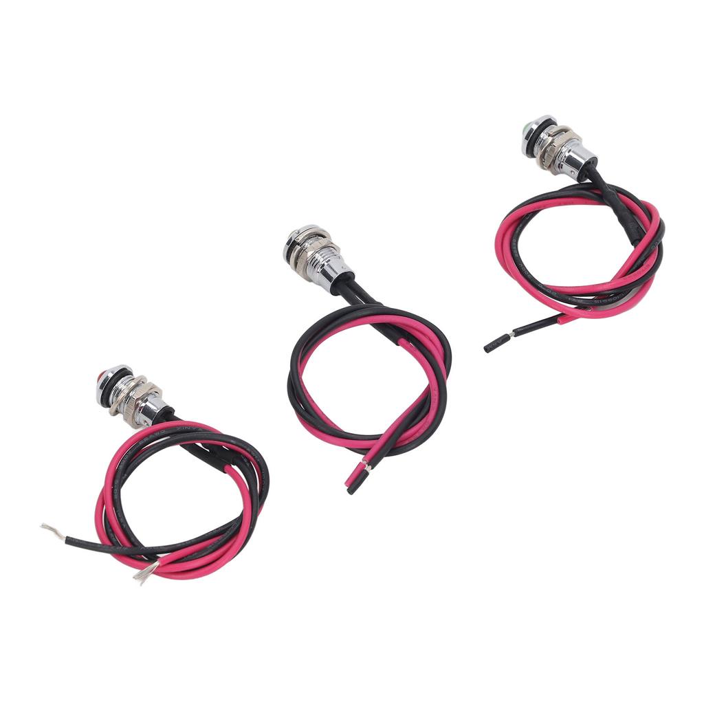 3 Stück LED Metall Kontrollleuchte Wasserdichte Signalleuchte mit Kabel für Auto LKW Boot 24V