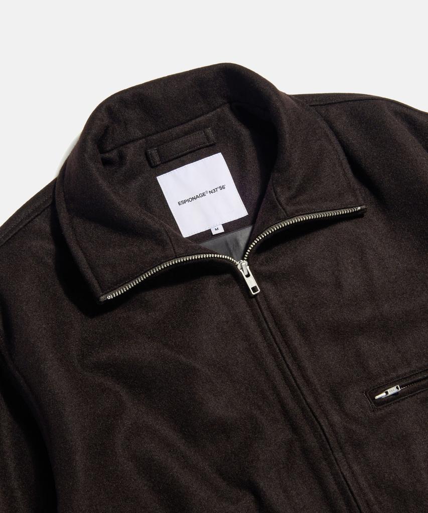 Espionage Wool Blend Track Blouson Dark Brown
