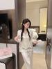 Spring and autumn new simple ice silk acetic acid pajamas women's long-sleeved trousers high-end loungewear suit can be worn outside