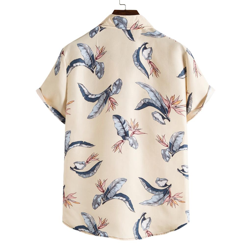 T-shirt z nadrukiem hawajskiej koszuli z krótkim rękawem w stylu męskim