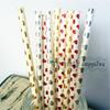 25Pcs/Bag Happy New Year Drinking Paper Straws Heart Foil Disposable Paper Staw Happy Birthday