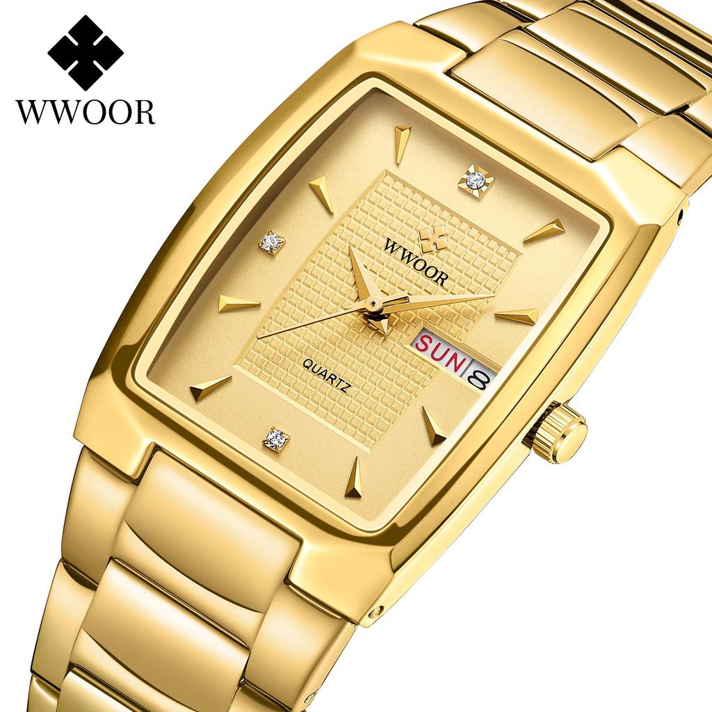 WWOOR 8837 Men's Quartz Square Waterproof Business Watch