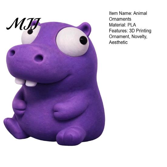 Cute Animal Figures Funny 3D Printed Ornament, Hippo/Goose/Cat Shape, Figurines with Big Novelty Shaped Decor Moving Eyes, Interactive Decompression