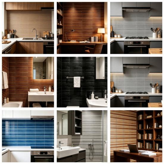 2 Pcs Peel And Wood Grating Stripe Stick Backsplash Tile Self-Adhesive Wallpaper Faux