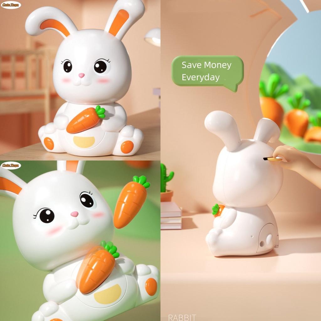 Cute Bunny Coin Bank Large Capacity Cartoon Creative Anti-fall Plastic Savings Jar Gift For Boys And Girls