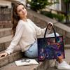 Vibrant Peacock Feather Printed Casual Tote Bag for Daily Use Portable Stylish Large Capacity Shoulder Handbag for Women