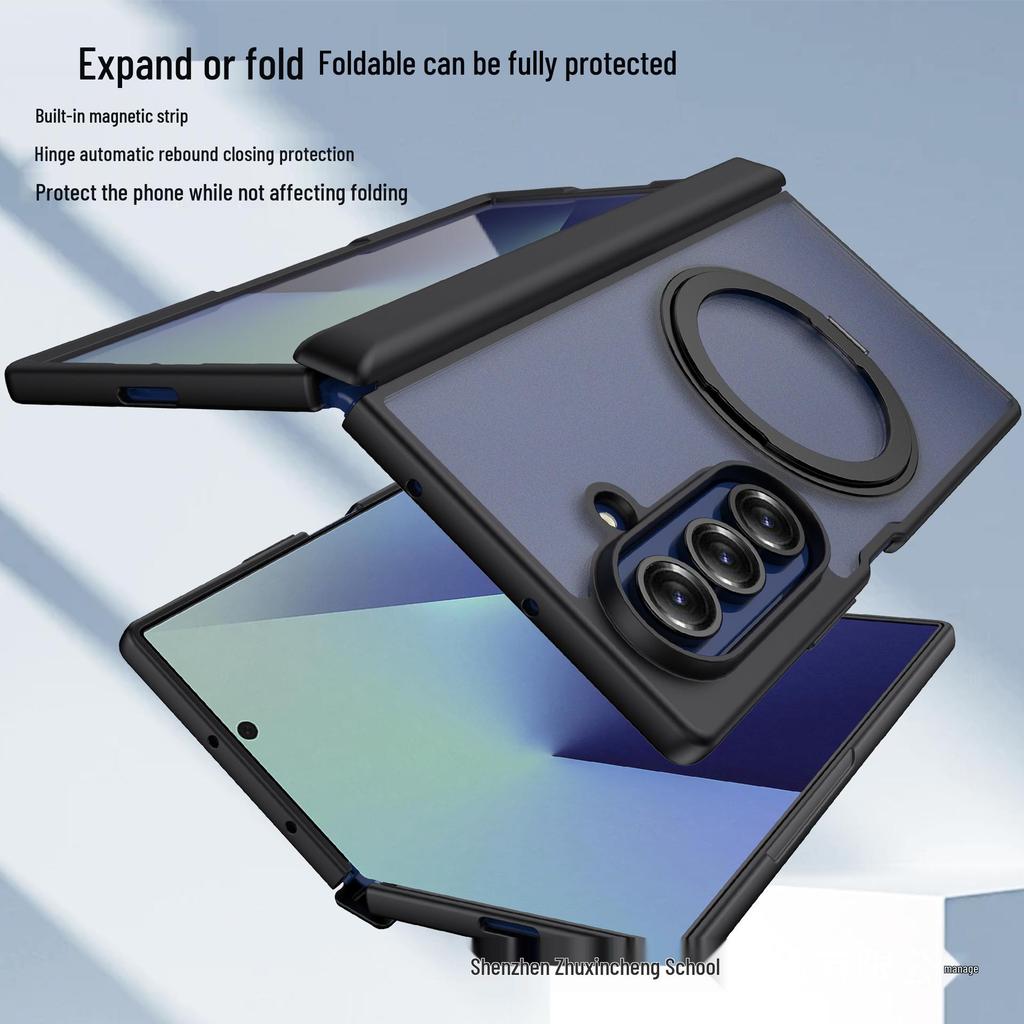 Samsung Z Fold7 Magnetic Shockproof Case with 360° Swivel Stand and Hinge Protection
