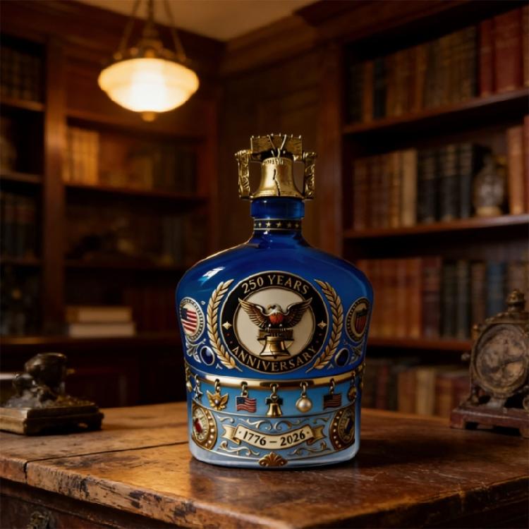 Handcrafted Glass Liquor Container With Intricate Relief Pattern Unique Holiday Season Whiskeys Dispenser