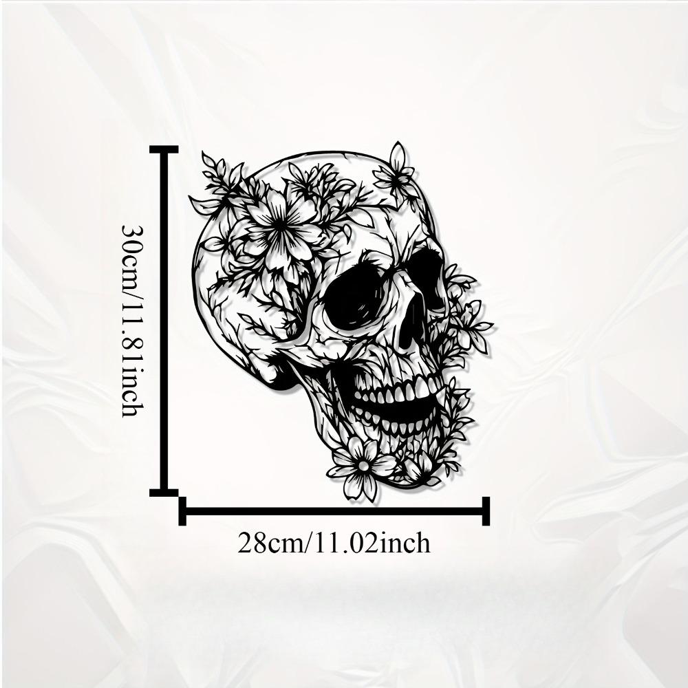 

1pc Gothic Skull Flower Metal Wall Sculpture, Rust Resistant Iron Statue with Botanical Motif, Garden Fence Decor for Halloween Christmas Year Round 12in