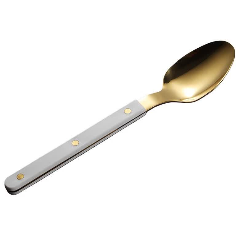 Qianxing 410 Stainless Steel Gold Plated French Dinner Spoon Set