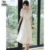 Women's French V-Neck Puff Sleeve Resort Maxi Dress