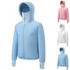 Women's Summer Fan Jacket (Including A Set Of 9-blade Brushless 5V Fans) Long Sleeved Hooded Zipper Heatstroke Proof Solid Color Work Clothes
