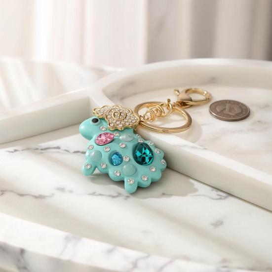 Rhinestone Lamb Keychain Sparkling Sheep Car Key Ring Holder Backpack Purse Handbag Charm Christmas Birthday Gifts for Her
