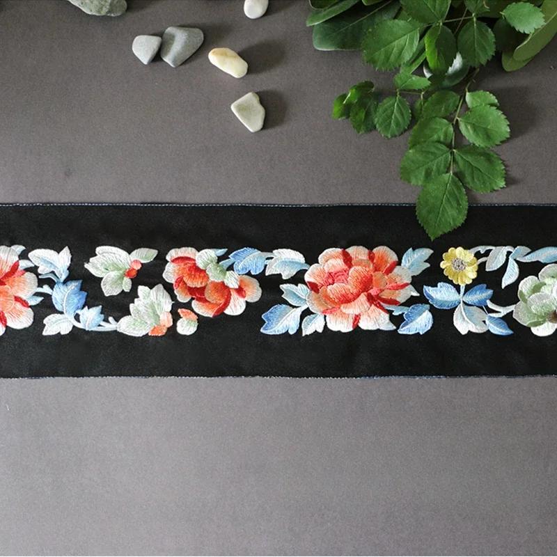 50cm chińska żakardowa haftowana wstążka tkanina retro haft taśma koronkowa lamówka Hanfu sukienka ubrania zasłony DIY akcesoria