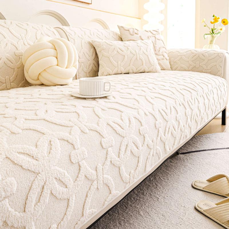Shu Cotton Lint Beige Aesthetic Couch Pad Padded Fall Alongside Frosty Anti-skid Seating Pillow Solo Unit Rectilinear Line Wrap