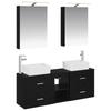 5 Piece Bathroom Furniture Set Black Oak Engineered Wood and Glass
