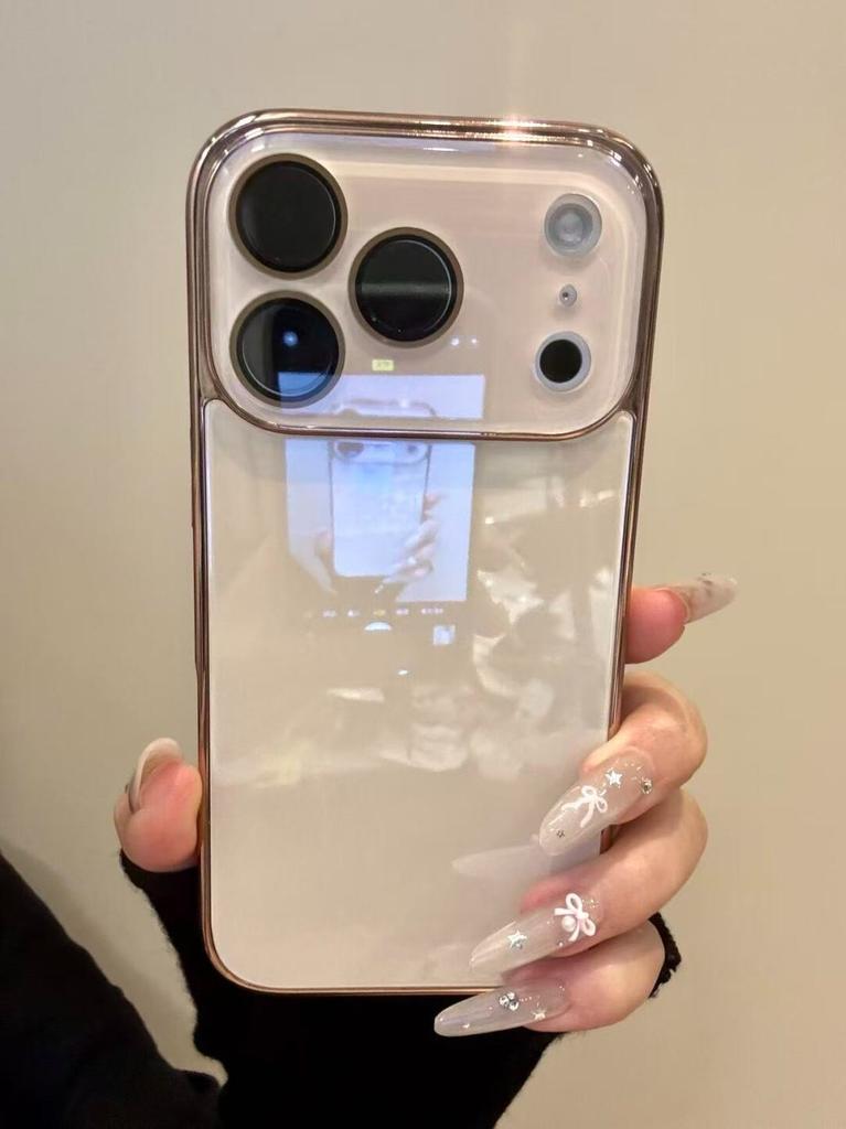Tempered Glass Glossy Case for iPhone 17 16 15 Plus 14 13 12 Pro Max Plating Bumper Shockproof Hard Back Lens Cover Funda