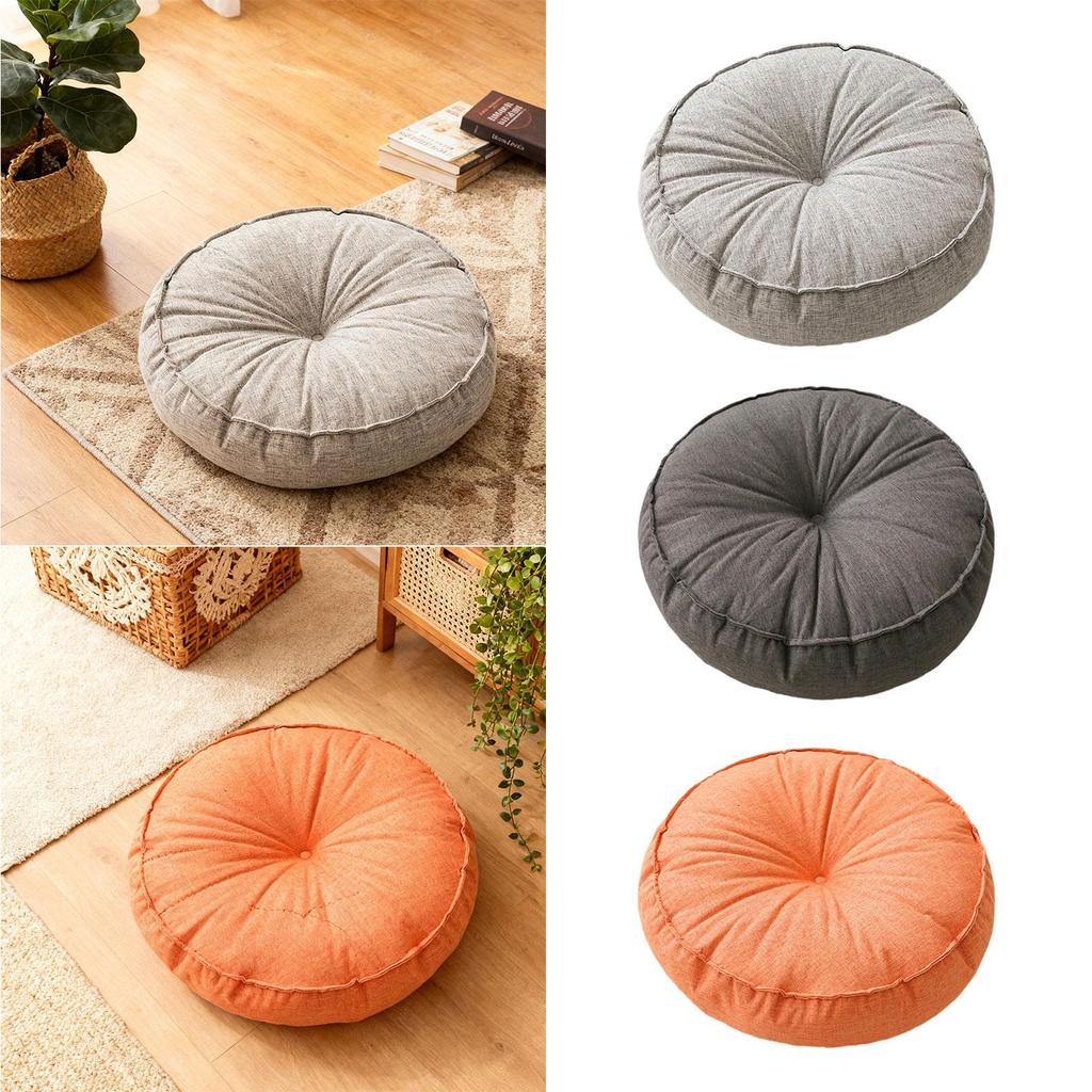 Soft Linen Round Floor Pillow Multi Functional Seat Cushion Decorative Pad for Living Room Bedroom Garden Outdoor