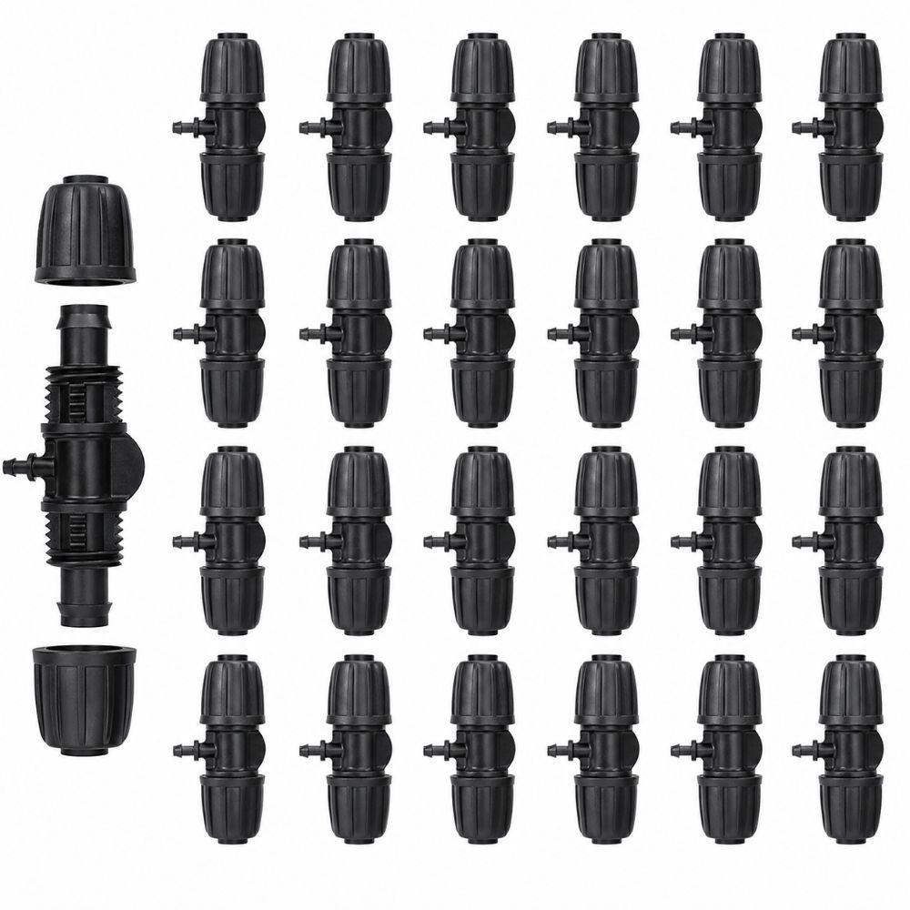 25PCS Black Drip Irrigation Reducing Tee POM 1/2 To 1/4 Inch Drip Fitting  Atomization Irrigation чёрный