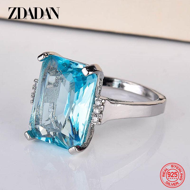925 Sterling Silver Charm Topaz Ring for Women Luxury Wedding Jewelry Party Gift