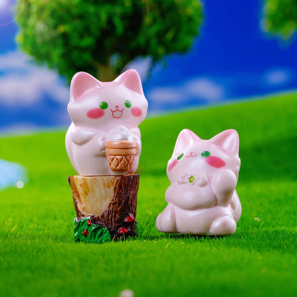 6Pcs Creative Cute pink Fox Animal Ornament Cartoon Mini Room Ornament diy Accessories Kawaii Desktop Resin Ornament Gifts