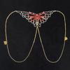 Red Butterfly Rhinestone Body Chain Bikini Bra for Nightclub and Beach