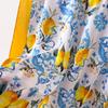 Yellow Lemon Print Silk Scarf 70x70cm Women Square Headban