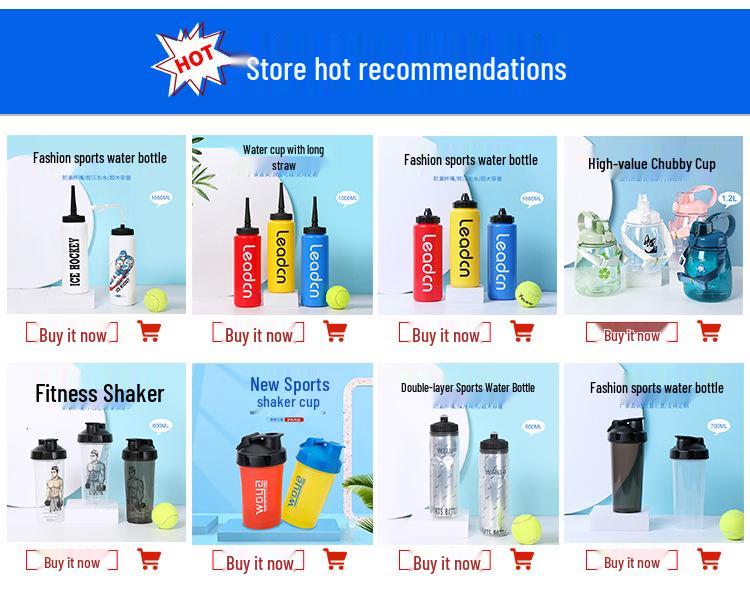 Ice Hockey Sports Leak-Proof 1L Portable Water Cup with Long Straw and Two Mouth Types
