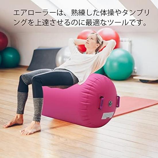Inflatable Air Roll Barrel Roll Backflip Training Support Mat with Air Pump for and Dance Beginners Gymnastics, Yoga, Workouts, Fitness,
