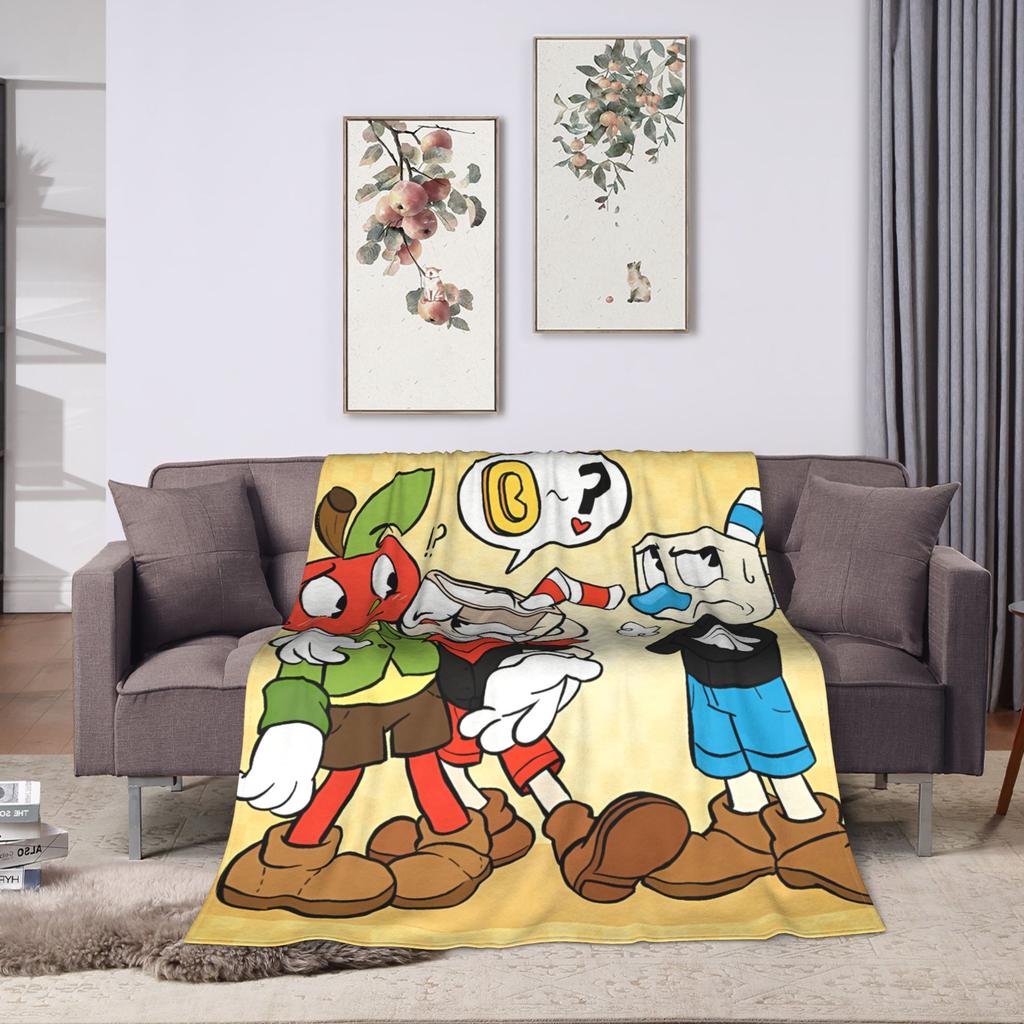 Cupheads & Mugmans Blanket Quality Warm Soft Cartoon Bedding Throws Winter Kids Couch Chair Sofa Bed Fashion Bedspread