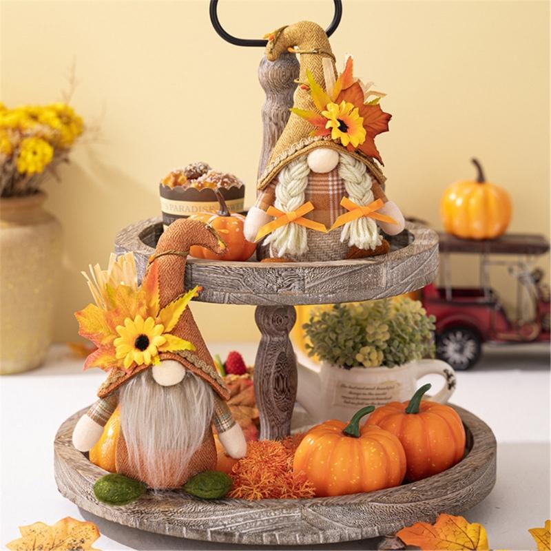 Season Decors Thanksgiving Harvest Season Bendable Hat Standing No Face Doll Decoration for Festival Environment