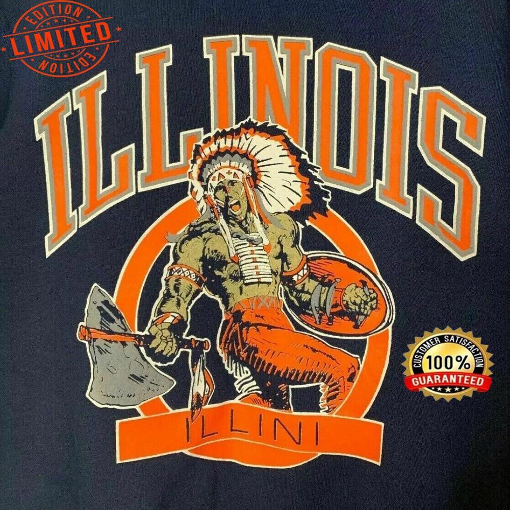 

The Clothing Vault Vintage 80s Illinois Fighting Illini TShirt Unisex BLACK Unisex T-Shirt XXL