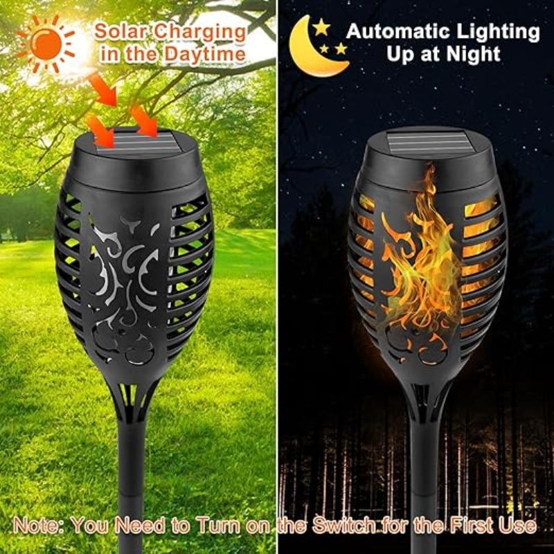 1/2/4/8PCS Outdoor Solar Torch IP65 Waterproof 12 LED Solar Light Flame Realistic for Use in Courtyards Gardens Grasslands