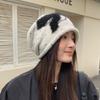Splicing Fashion Plush Design Women Casual Knitted Hat For Autumn Winter And