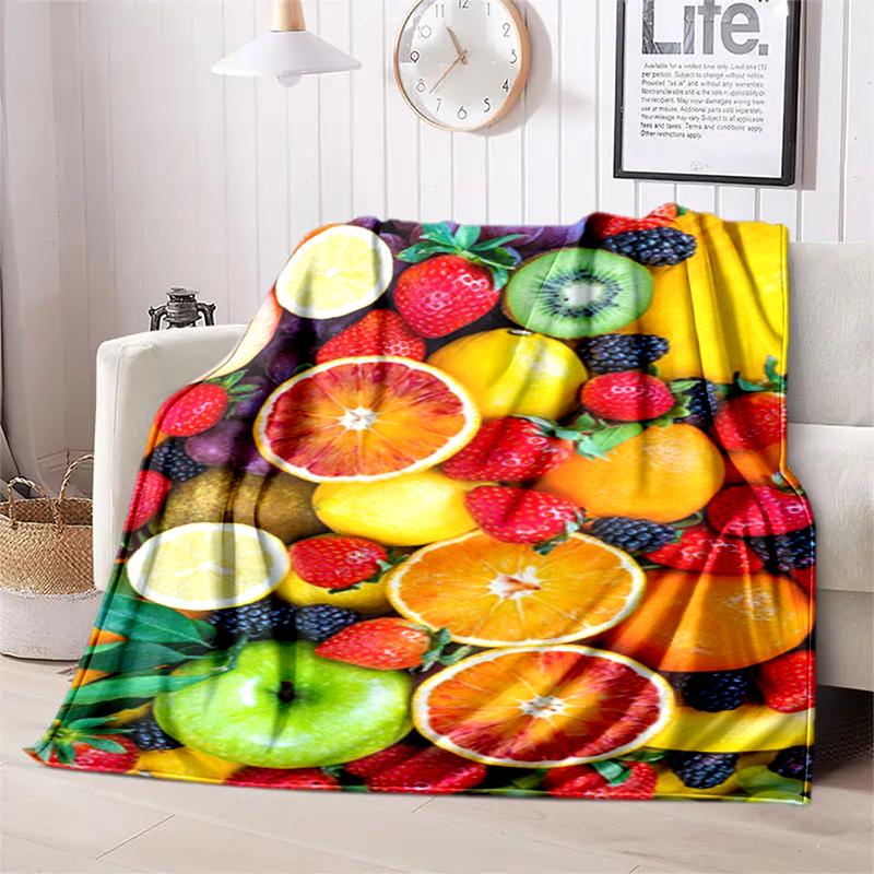 1PC Food Elements printed blanket, all season lightweight home office outdoor nap multifunctional blanket A3