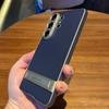 For Samsung Galaxy S25 S26 Ultra S26Ultra Phone Case Business Lichee Leather Matte Invisible Bracket Stand Holder Plating Cover