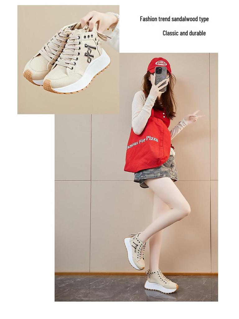 Korean Style Women's Dad Shoes - 2025 Autumn, Thick Sole, Height Increasing, Street Style Casual Sneakers (WF2001)