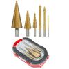 Precision Tools Premium Titanium Step Drill Bit Set Gold Multi-Size Core Hole Opener Titanium Step Drill Hole Opening